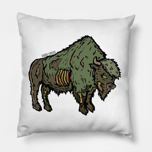 Yellowstone Zombie Bison Buffalo National Park Animal Pillow by maroonbeard