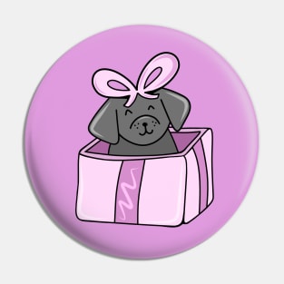 Cute Holiday Dog in a Giftbox Present, made by EndlessEmporium Pin