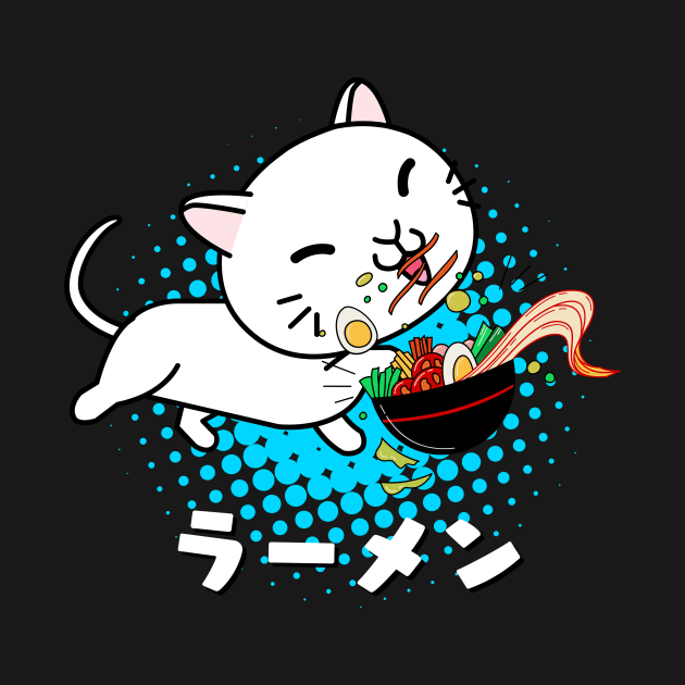 Ramen Japanese Noodles Soup Kawaii Cat by Foxxy Merch