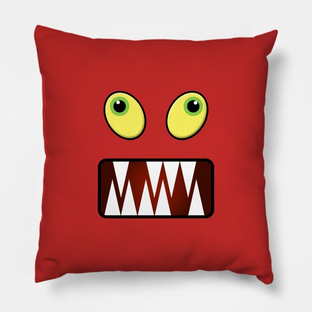 Funny monster face Pillow by Gaspar Avila