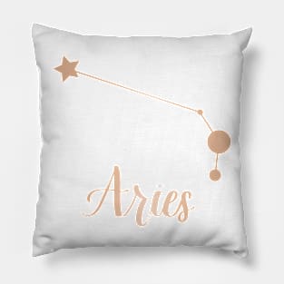 Aries Zodiac Constellation in Rose Gold Pillow