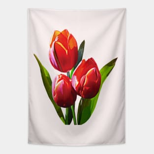 Three Red Tulips Tapestry