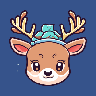 Blue Hat Deer T-Shirt