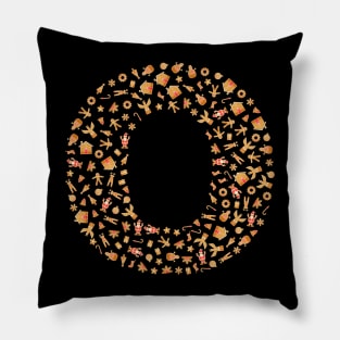 Letter O Initial Christmas Decorations Gingerbread Pillow