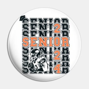 Senior Football Player Grad Retro Sport Tipography 2024 Graduation Pin