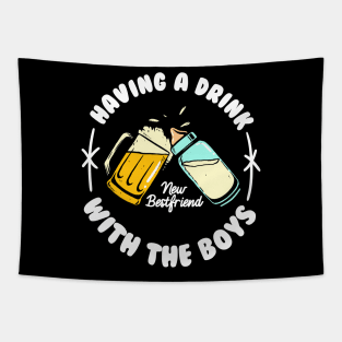 funny fathers day drinking beer baby bottle Tapestry