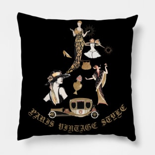 Paris Vintage Fashion Style Illustration Pillow