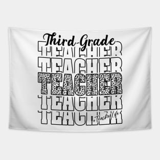 Funny Third Grade Teacher School Matching Teaching Leopard Tapestry