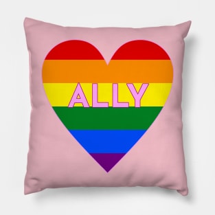 Ally Pride Flag Heart Pillow