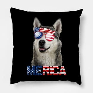 Merica Siberian Husky Dog American Flag 4Th Of July Pillow