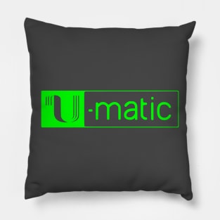 3/4" U-matic bright green logo Pillow