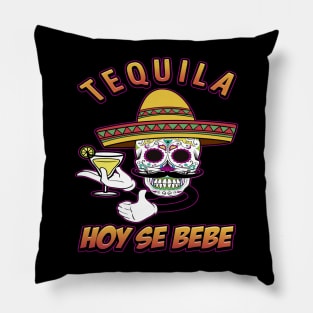 TEQUILA HOY SE BEBE Skull Design Pillow