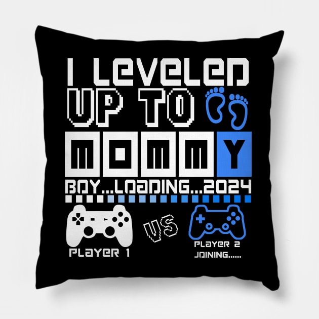 I Leveled Up To Mommy. Boy Loading 2024. Soon To Be Mom. Baby boy Pillow by ShopiLike