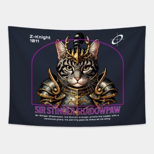 Scorpio Cat Knight - Medieval Zodiac Warrior Tapestry