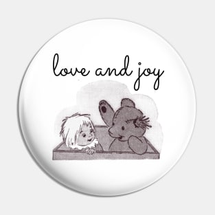 LOVE AND JOY TEDDY BEAR A DOLL BLACK AND WHITE Pin