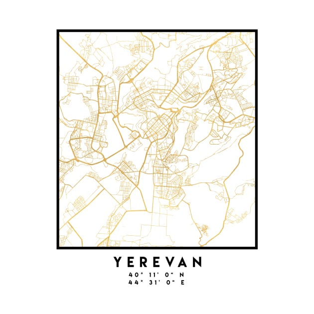 YEREVAN ARMENIA CITY STREET MAP ART by deificusArt