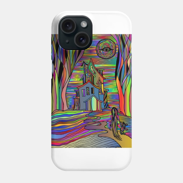 Haunted House Halloween Scary Line Art Spooky Evil Phone Case by SWEIRKI