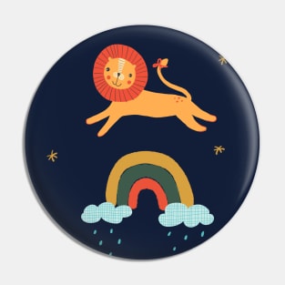 Lion Jump over a rainbow Pin