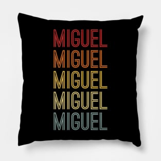 Miguel Name Vintage Retro Pattern Pillow