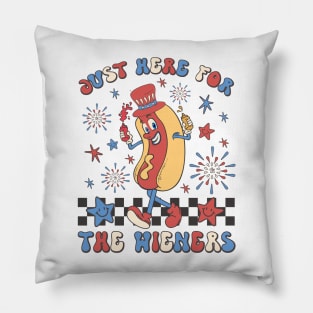 Hot Dog I'm Just Here For The Wieners 4Th Of July T-Shirt Pillow