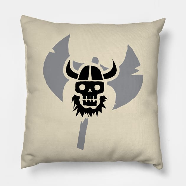 Just a Viking Skull Black Pillow by Dmytro