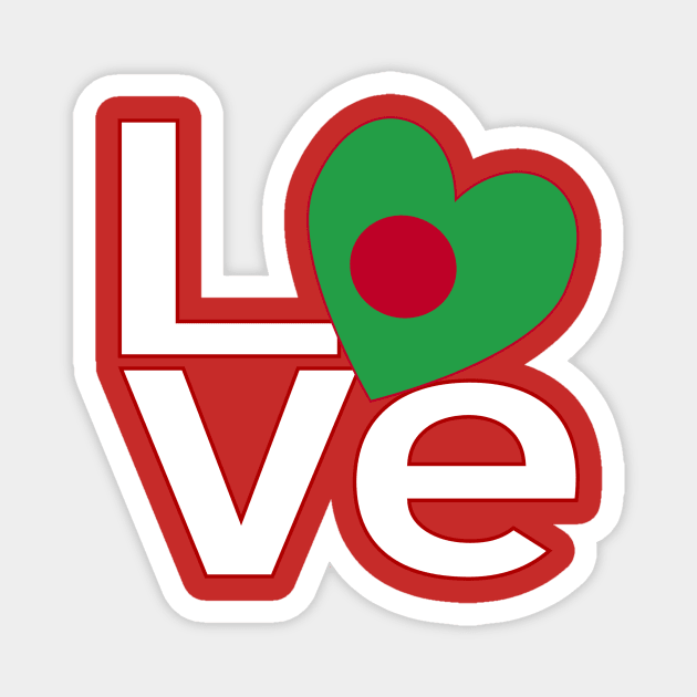 Bangladeshi LOVE White Red Magnet by AuntieShoe