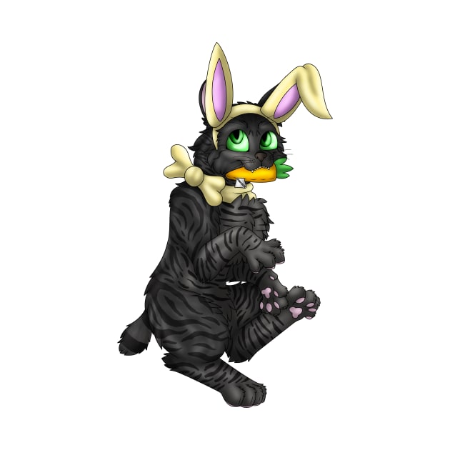 Bobtail BunnyCat: Black Tabby (Yellow) by spyroid101