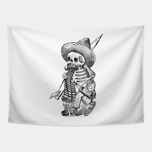 Boozy Mexican Skeleton Surfer Tapestry by rolphenstien