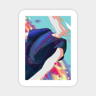 cute illustration with anime style and colorful Magnet