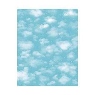 Snowy Winter Sky in Cyan T-Shirt