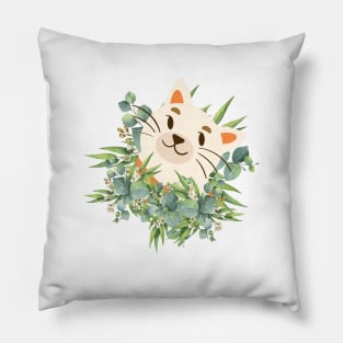 Flower cat! white squared Pillow