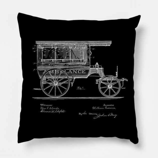 Ambulance Vintage Patent Drawing Funny Novelty T-Shirt Pillow by TheYoungDesigns