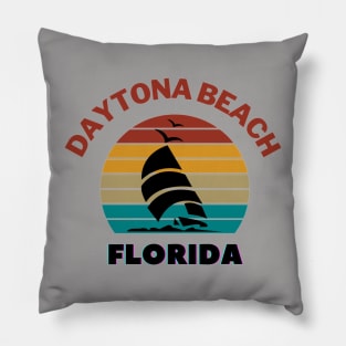 Daytona Beach Florida Retro Vintage Sunset Pillow