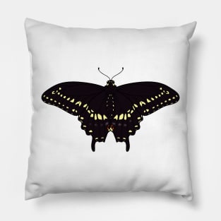 Black Swallowtail Butterfly Illustration Pattern Pillow