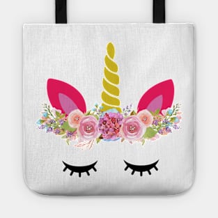 Floral Unicorn Head Design Tote