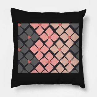 Blush Pink and Steel Grey Floral Zig Zag Pillow