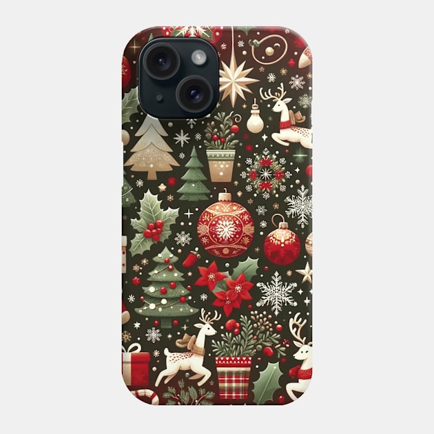 Winter Whimsy: A Festive Fabric of Joy Phone Case by ryspayevkaisar