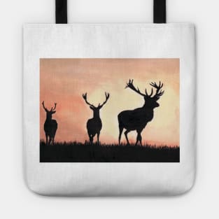 Majestic Family Stag and Does siloettes. Tote