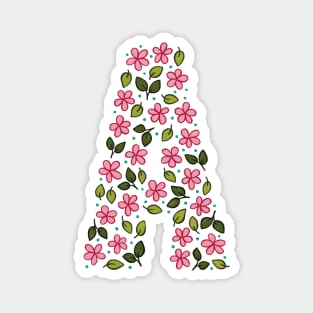 Floral Monogram Letter A Magnet