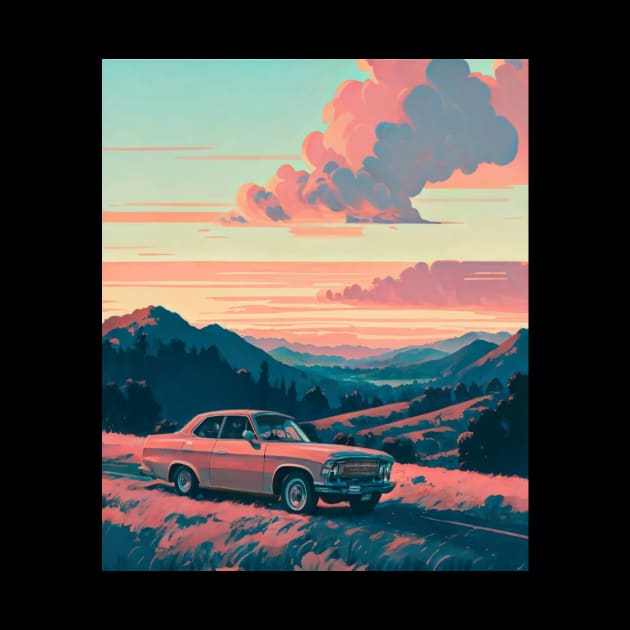 Pink sunset - Retro Car by AnimeVision