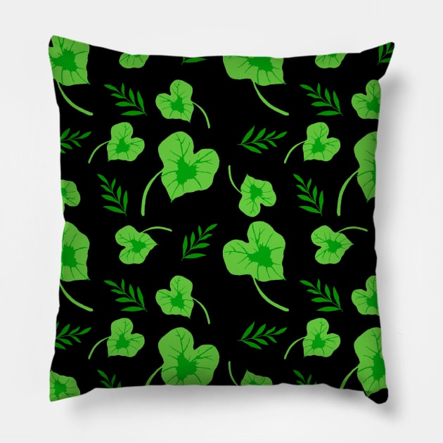 Green Caladium Leaves Pattern Pillow by aybe7elf