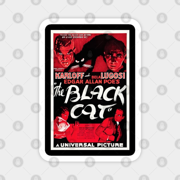 1934's The Black Cat Restored Movie Poster Magnet by vintageposterco