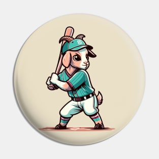 Vintage goat batter - Retro 1990s Cartoon Style Baseball Art Pin