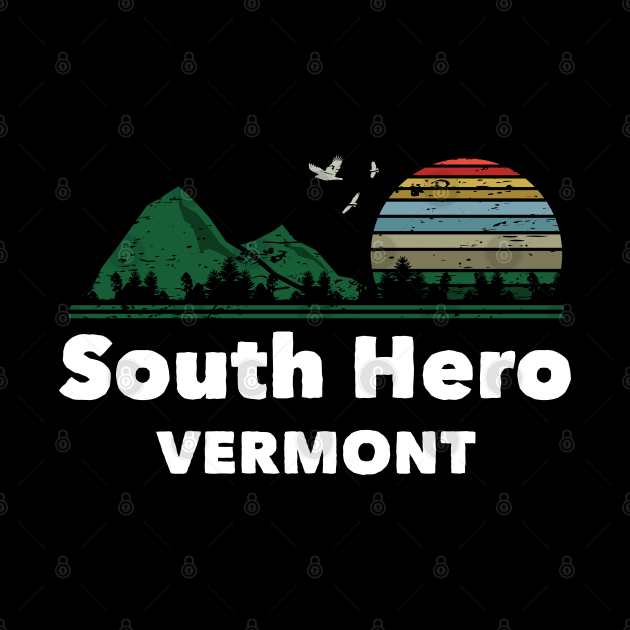 Mountain Sunset Flying Birds Outdoor South Hero Vermont by greenrepublicmerch