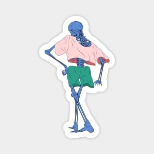 Blue Skeleton Pose Walking Sassy Skeleton Magnet