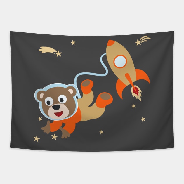 Space monkey or astronaut in a space suit with cartoon style. Tapestry by KIDS APPAREL