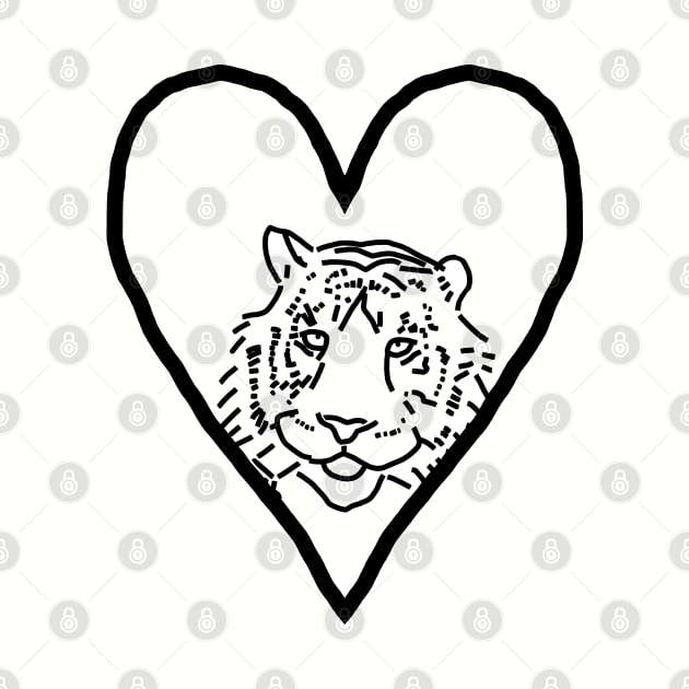 My Tiger Valentine Line Drawing by ellenhenryart