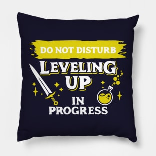 Do Not Disturb Leveling Up In Progress Light Yellow Label Pillow