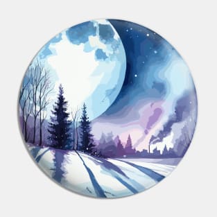 Winter Night and Moon Pin