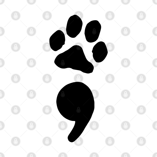 semicolon paw print (black) Semicolon TShirt TeePublic